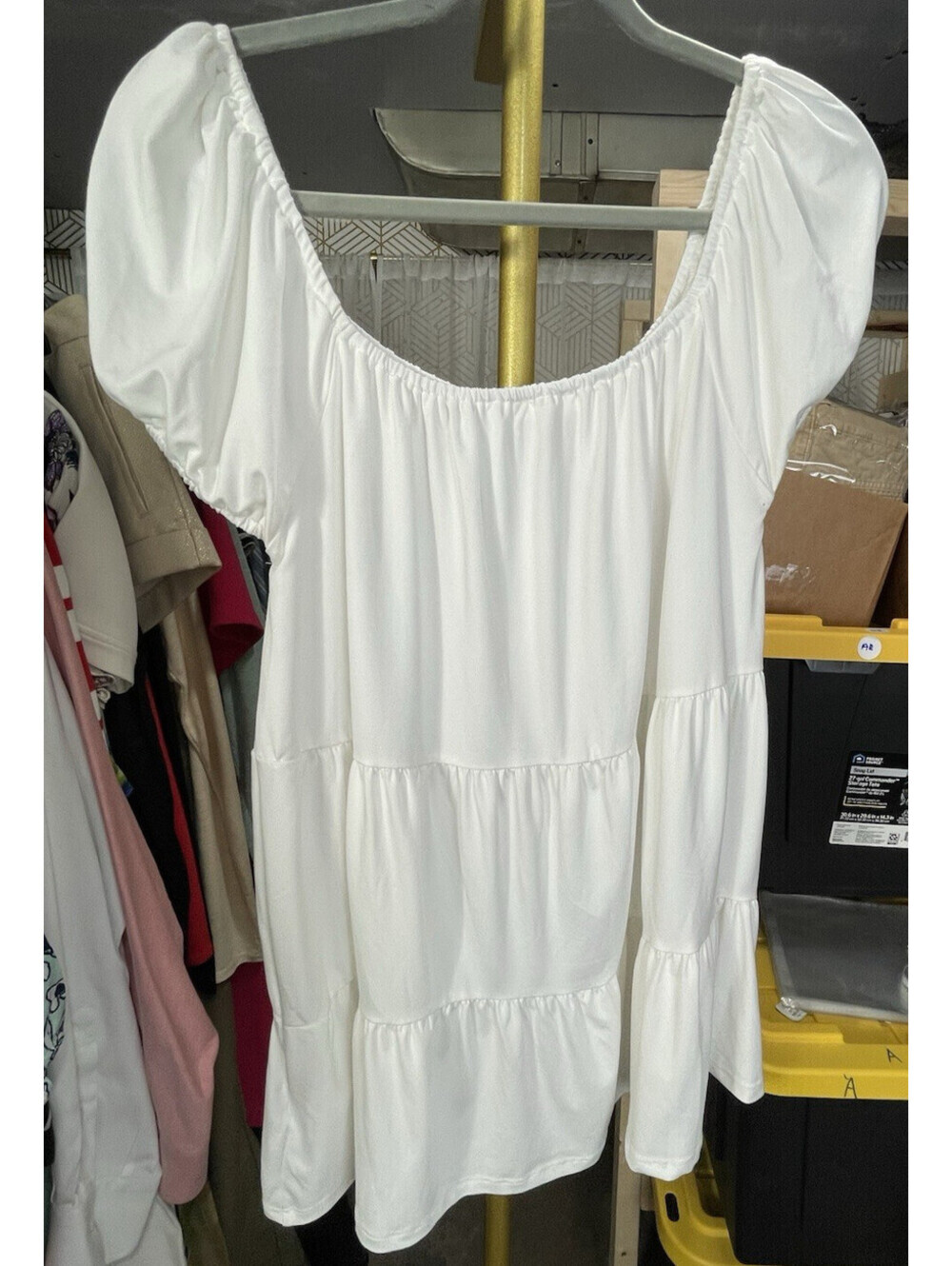 NINEXIS Women's Perfectly Peasant Top Tiered White Sz S NWT Boho Summer